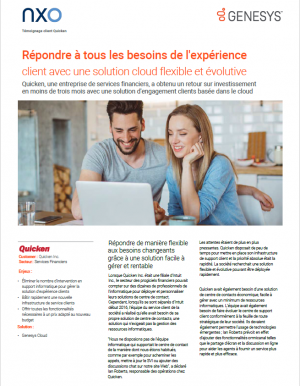 Tmoignage client : Quicken adopte une solution de centre de contact adaptable qui limine la dpendance de l'informatique