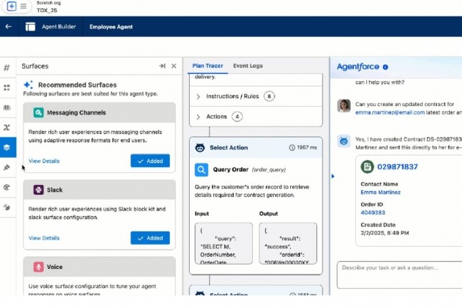 Agentforce 2dx apporte aux dveloppeurs des fonctions pour configurer, tester et dployer Agentforce plus rapidement. (crdit : Salesforce)